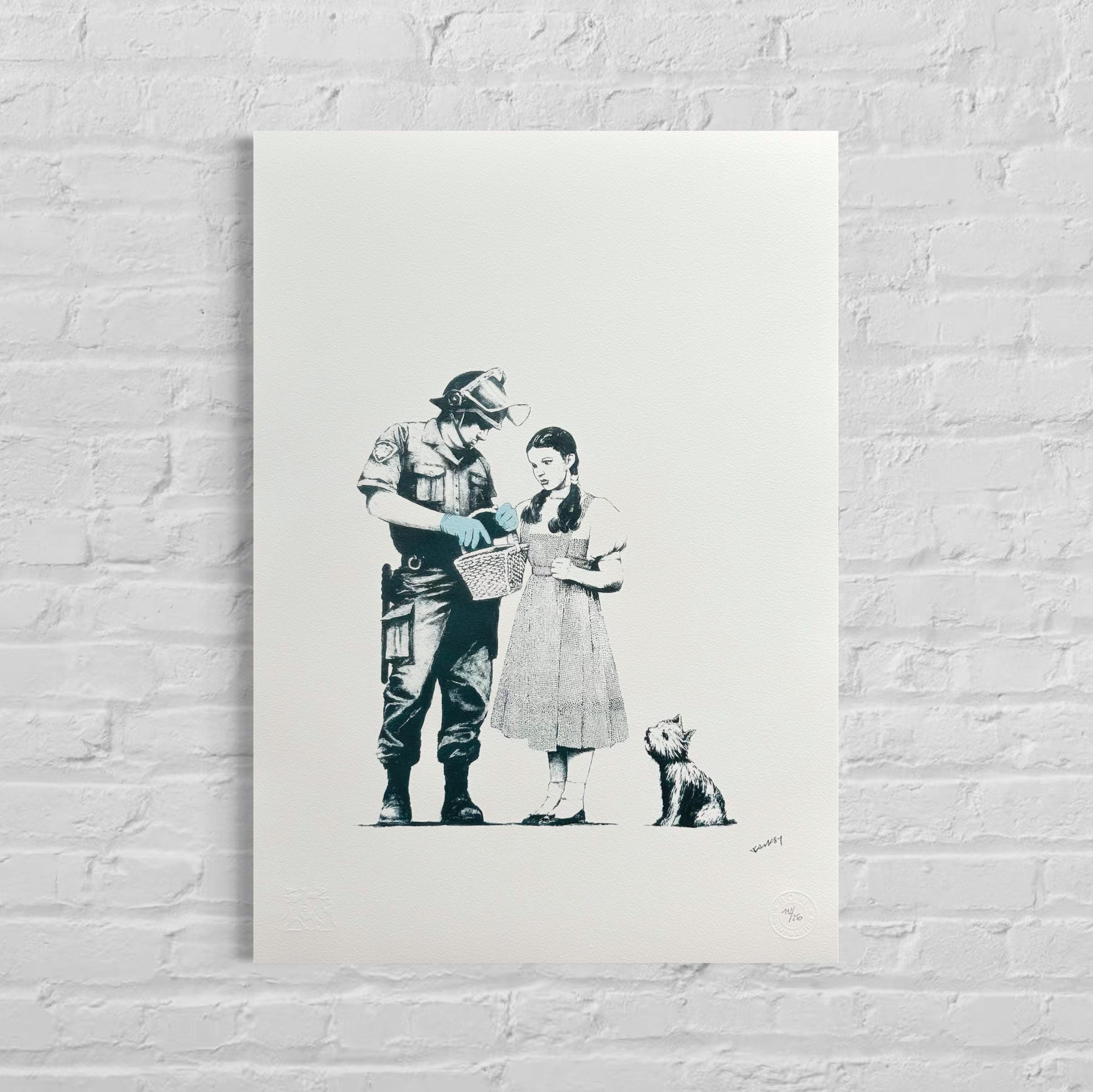 Genummerde editie BANKSY Stop and search - Gesigneerd - certificaat - Wall Art, Grafitti Art, Lithograph, Stencil Art